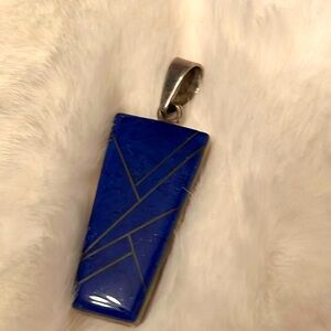 Vintage Lapis Lazuli & Silver Stone Pendant